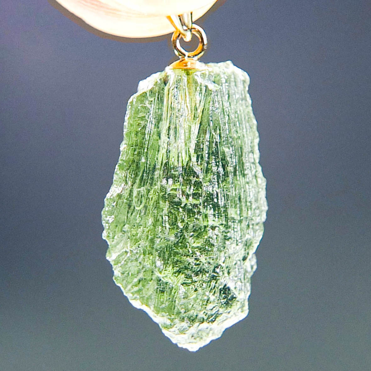 Vibrant green Moldavite Pendant with CERTIFICATE