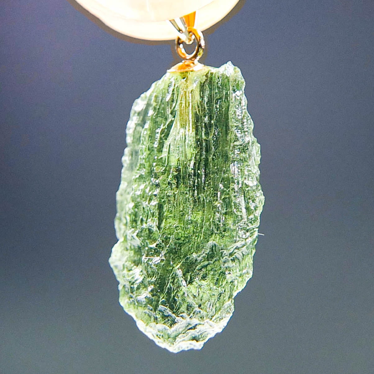 Vibrant green Moldavite Pendant with CERTIFICATE