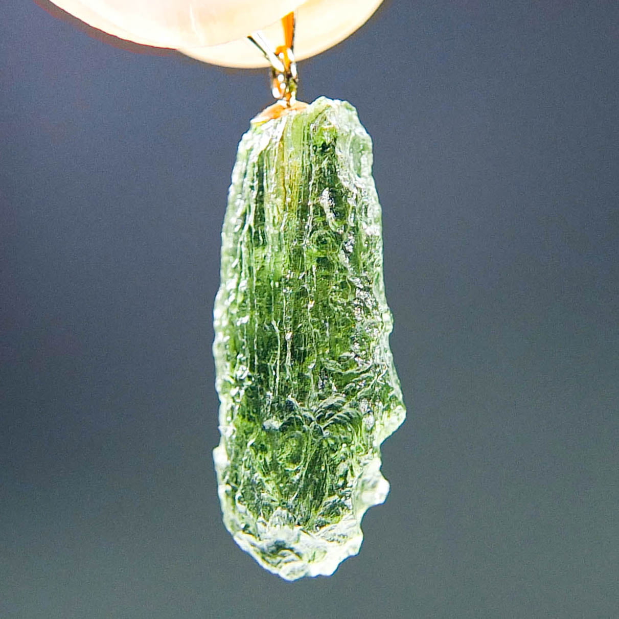 Vibrant green Moldavite Pendant with CERTIFICATE