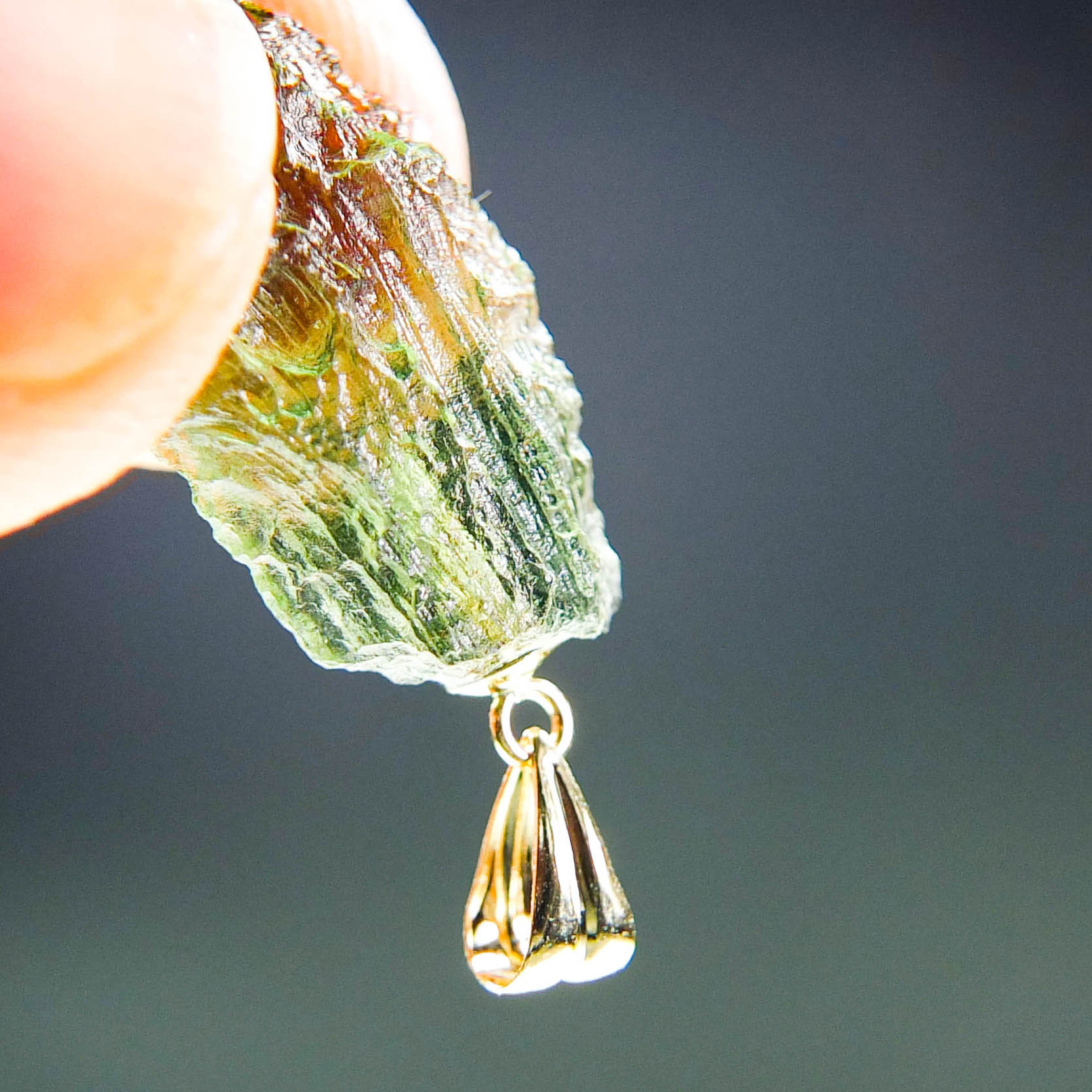 Vibrant green Moldavite Pendant with CERTIFICATE