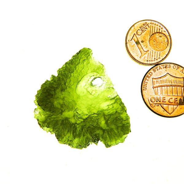 Certified Moldavite with natural hole - Elipsoid - natural fragment shape - quality A+