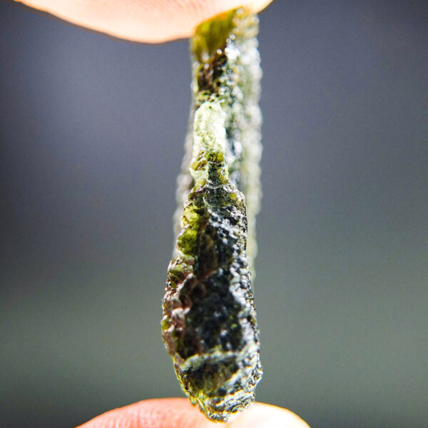 Certified Moldavite with natural hole - Elipsoid - natural fragment shape - quality A+