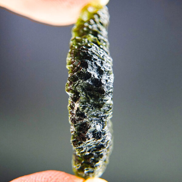 Certified Moldavite with natural hole - Elipsoid - natural fragment shape - quality A+