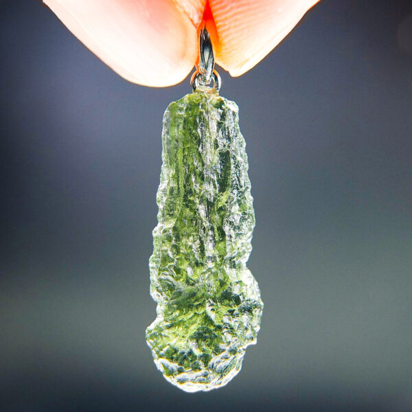 Moldavite pendant with CERTIFICATE - Drop shape - quality A+