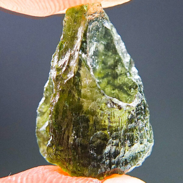 Rare Moldavite with open bubble - Drop - natural upper fragment shape