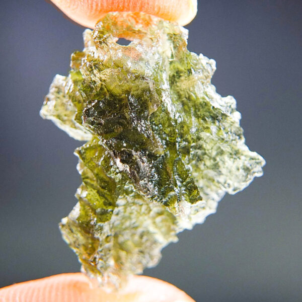 Certified Moldavite from Besednice - with open bubble