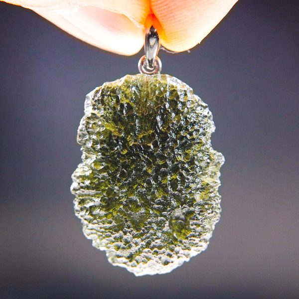 Certified Moldavite Pendant - Elipsoid - natural fragment shape