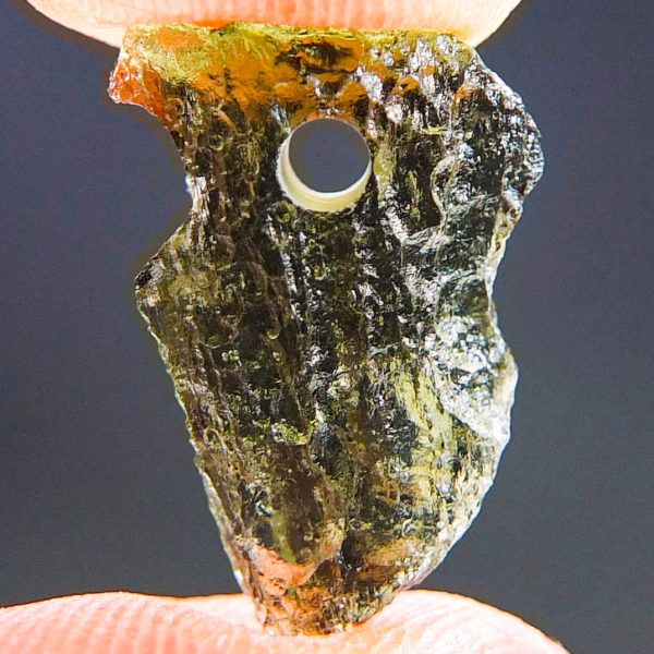 Small Moldavite Pendant - Drilled Moldavite - Certified