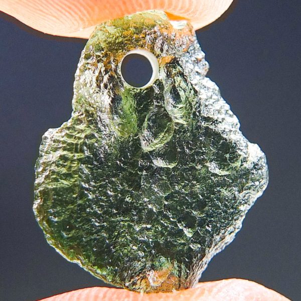 Vibrant green Drilled Moldavite - Moldavite Pendant with Certificate