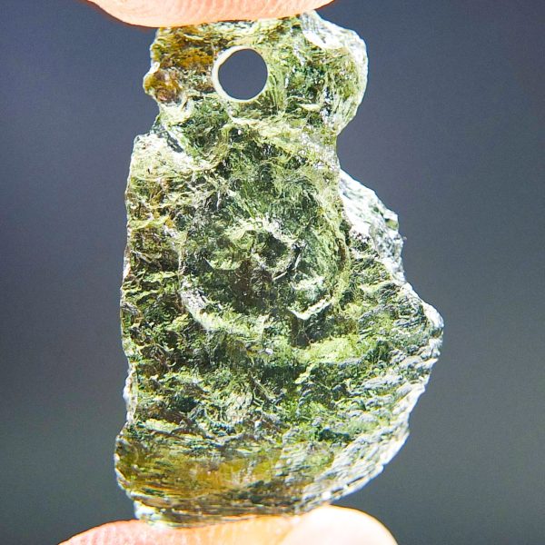 Vibrant green Moldavite Pendant - Drilled Moldavite - Certified - quality A+
