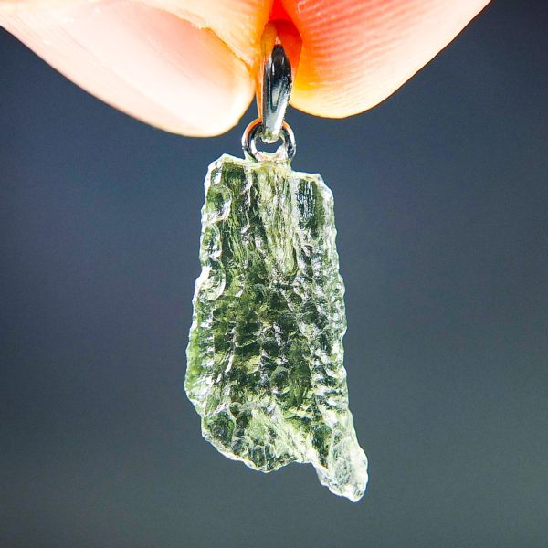 Moldavite pendant with CERTIFICATE - Drop - natural middle fragment shape - Shiny
